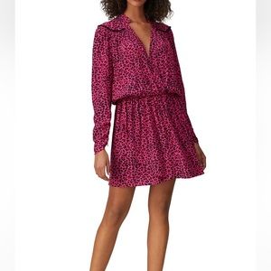 Zadig & Voltaire Reveal Leopard Print Mini Dress Framboise Pink Size XS NWT